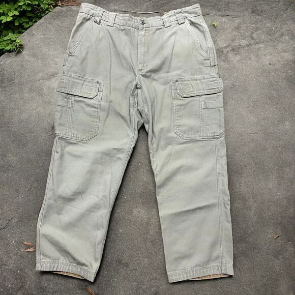 Duluth Trading Company Vtg Workwear Cargo Canvas Cotton Tan Pants Men's 40 x 32 - Picture 1 of 8
